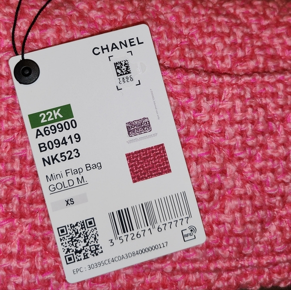 Chanel Classic Rectangular Mini Flap 22K Pink Tweed Light Gold tone Hardware - Picture 4 of 14